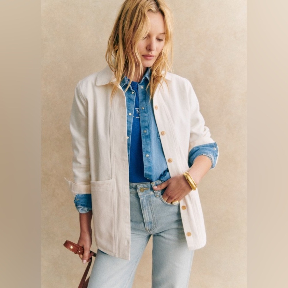 Sezane’s Classic Will Jacket in Ecru, size medium, never worn— like new!
